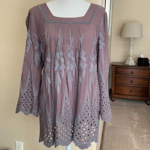 Sundance Mauve Grey Floral Short Dress